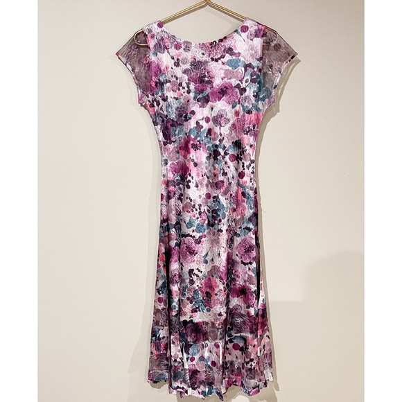 Komarov Dress Crinkle Midi Pleated Watercolor Cool Tone Dress - Picture 5 of 9